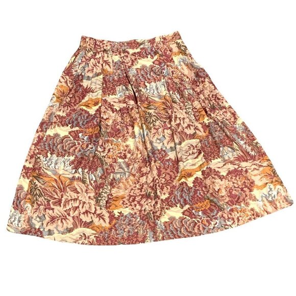 Evan Picone Petites Midi Skirt French Country Floral Tapestry Pockets 12P #208K - Picture 1 of 7